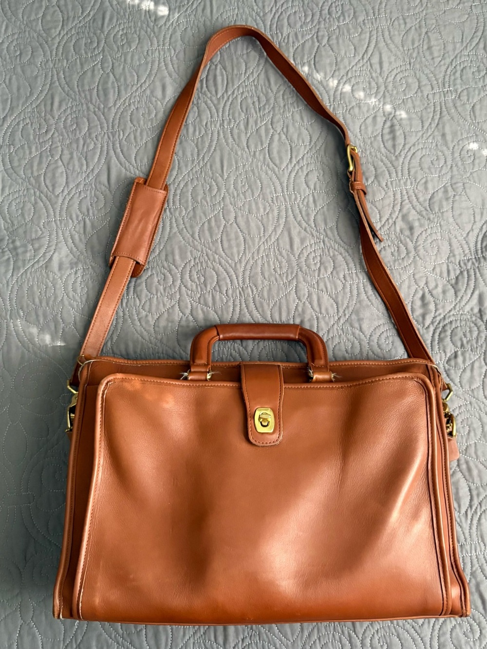 Vintage Made in USA Coach Lexington British Tan Leather Briefcase Messenger Bag